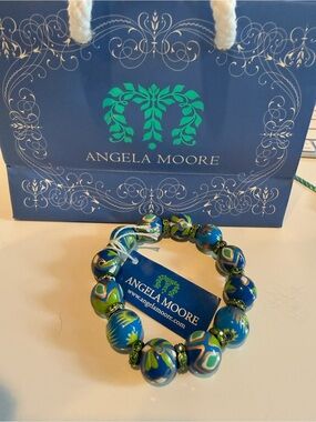 Angela Moore hand-painted stretchy ball bracelet